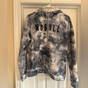 NOBULL White and Dark Denim Tie-Dye Hoodie